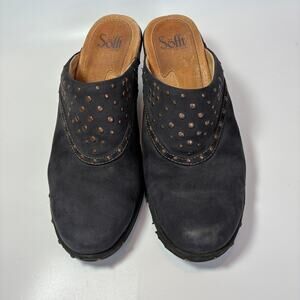 Sofft Clogs 8 Black embellished bronze studs not perfect comfortable